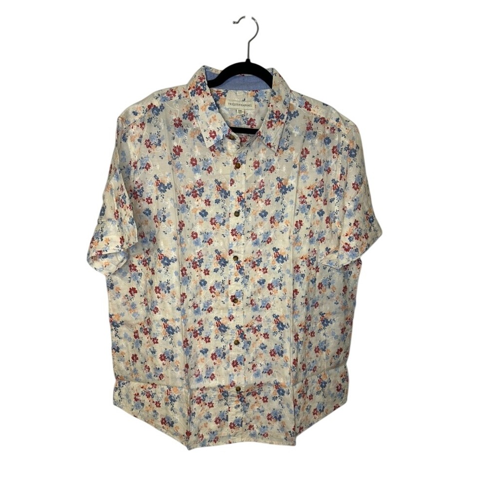Tricots St Raphael‎ XXL Mens Floral Button Down Shirt Short Sleeve